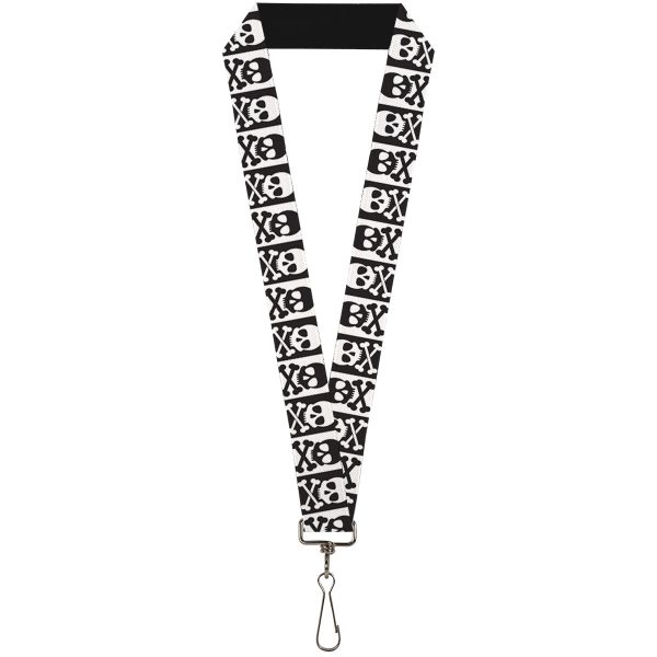Lanyard - 1.0  - Skull & Cross Bones Blocks Black White White Black Fashion