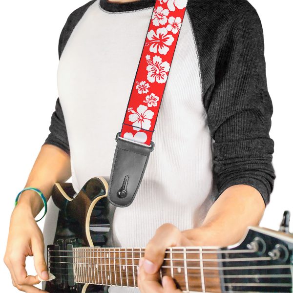 Guitar Strap - Hibiscus Light Red White Supply - Image 2
