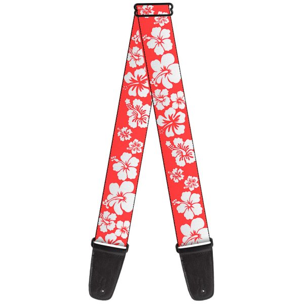 Guitar Strap - Hibiscus Light Red White Supply