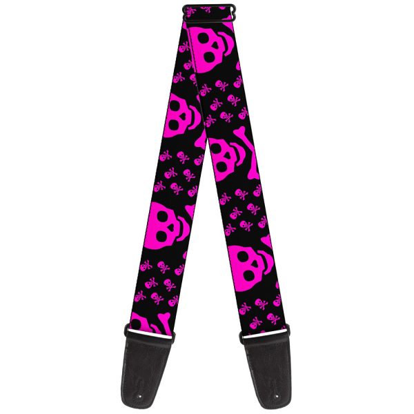Guitar Strap - Skull w Babies Black Fuchsia Supply
