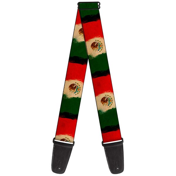 Guitar Strap - Mexico Flag Distressed Painting Discount