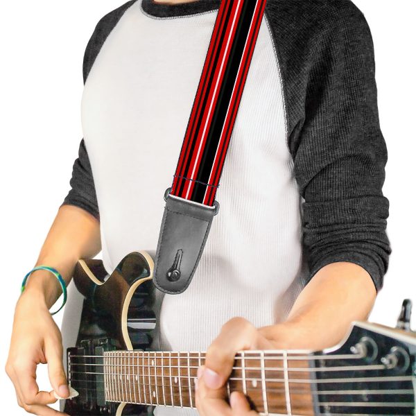 Guitar Strap - Stripes Red Black White Sale - Image 2