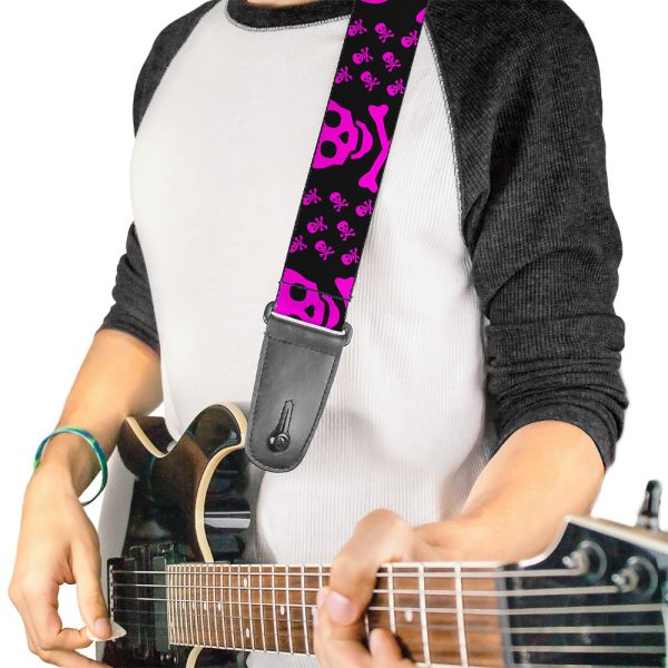 Guitar Strap - Skull w Babies Black Fuchsia Supply - Image 2