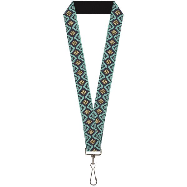 Lanyard - 1.0  - Geometric6 Navy Turquoise Gold Online Hot Sale