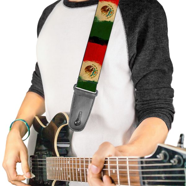 Guitar Strap - Mexico Flag Distressed Painting Discount - Image 2