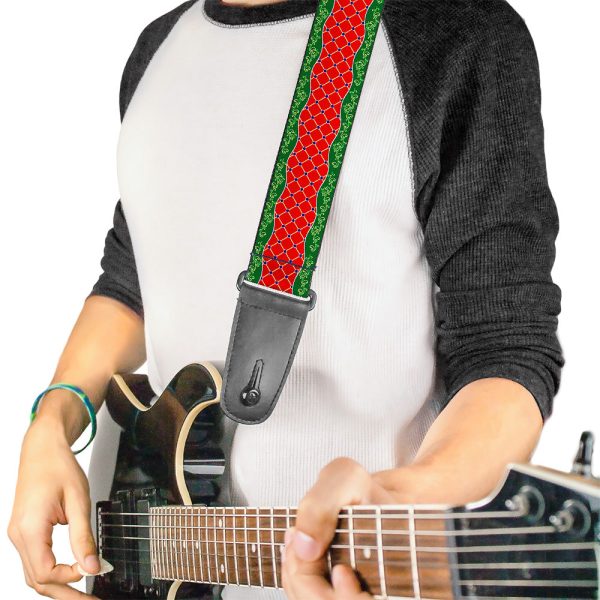 Guitar Strap - Holiday Trim Stripe Green Red Online - Image 2