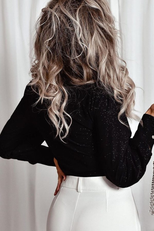 Hazel Blues® |  Glitter Surplice Long Sleeve Blouse Online Hot Sale - Image 3